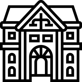 A black and white outline of a building vector