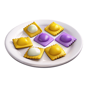 Colorful Ravioli on a White Plate png