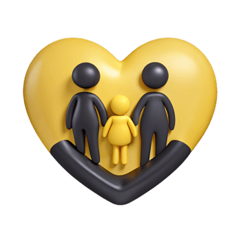 Family Love 3D Illustration of Family in a Heart png