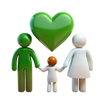 Family of Three Holding Hands Under a Green Heart png