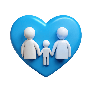 Family of Three in Heart Shape png