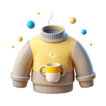 3D Render of a Yellow and Gray Sweater with a Mug png