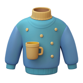Blue Sweater with Yellow Mug 3D Render png