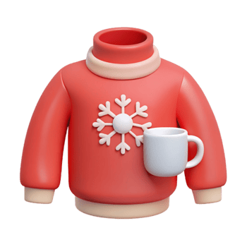 Cozy Winter Sweater with Snowflake Design and Mug png