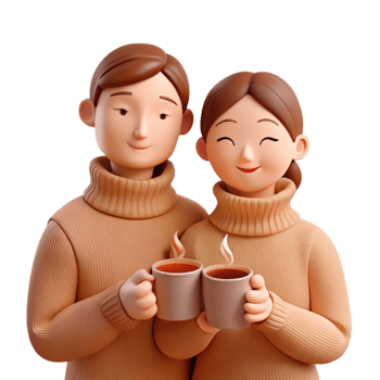 Couple Enjoying Warm Drinks Together png