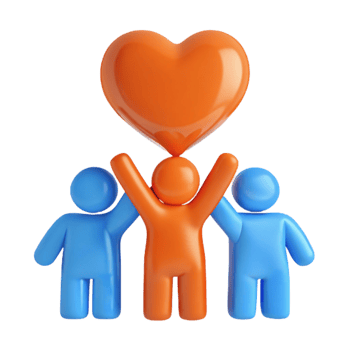 Unity, Togetherness, and Love 3D Illustration of People Holding a Heart png