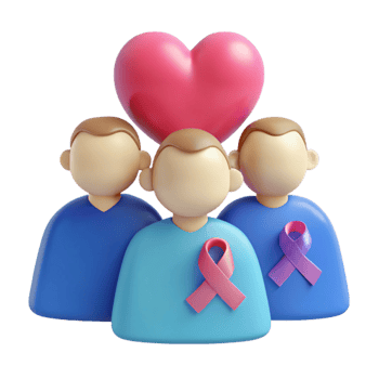 Group of People with Heart and Awareness Ribbon png