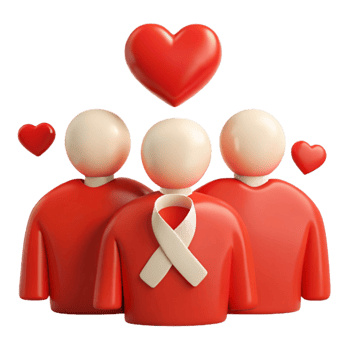 Group of People with Hearts and a Ribbon png