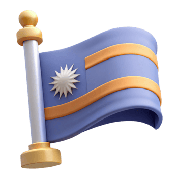 3D Render of a Waving Flag with a White Star and Two Orange Stripes png