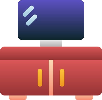 A flat icon of a tv on top of a chest vector