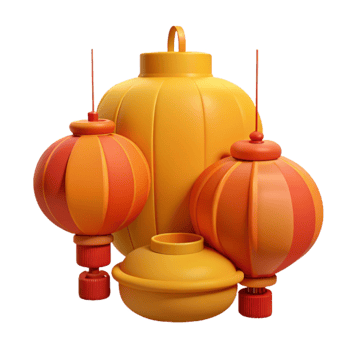 3D Rendered Chinese Lanterns png
