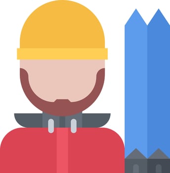 A man with a helmet and a pair of skis vector