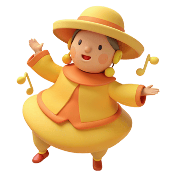 Cheerful Cartoon Character Dancing With Music Notes png