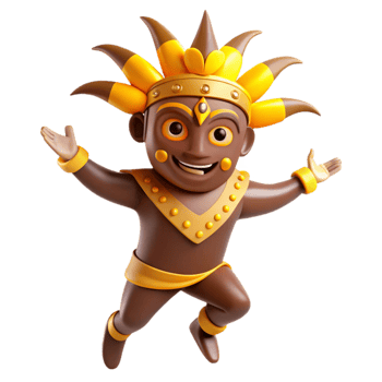 3D Cartoon Character Happy Tribal Man in Traditional Outfit png