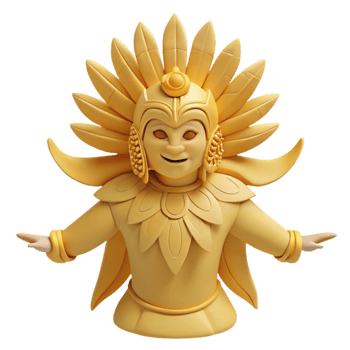 Golden Deity with Sun Symbolism 3D Render png