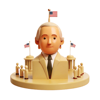 3D Illustration of a Man in a Suit with American Flags png