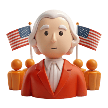 3D Cartoon Illustration of a Patriotic Figure with American Flags png