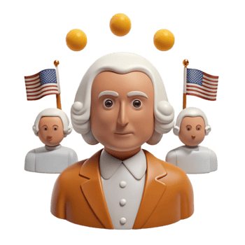 3D Illustration of a Founding Father with American Flags png