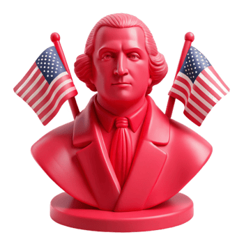 Red 3D Bust of a Historical Figure with American Flags png