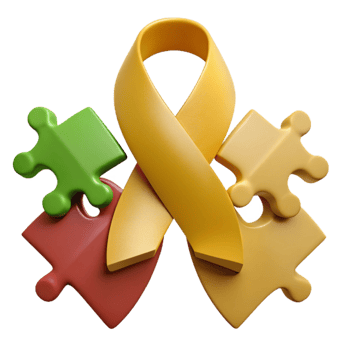 Yellow Ribbon and Puzzle Pieces A Symbol of Support and Unity png