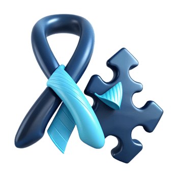 Blue Ribbon and Puzzle Piece Symbol of Support and Awareness png