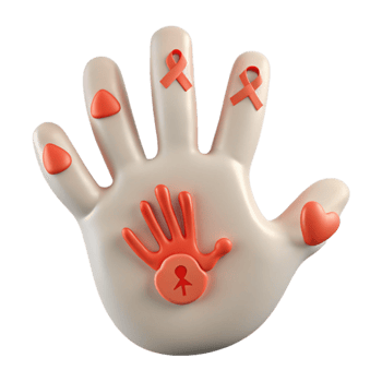 Hand with Red Ribbons and Heart for Charity, Support, and Giving png