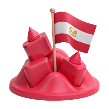 Red 3D Rendered Flag on a Hill png