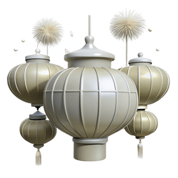 Decorative Round Lanterns with White Tassels png