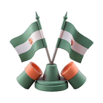 3D Render of Two Crossed Flags on a Desk Stand png