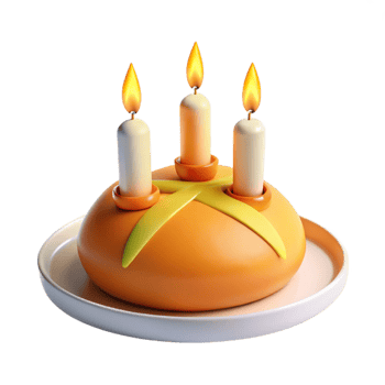 Three Burning Candles on a Festive Base png