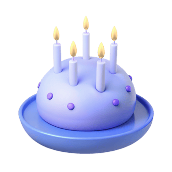 Purple and Blue Birthday Cake with Candles png