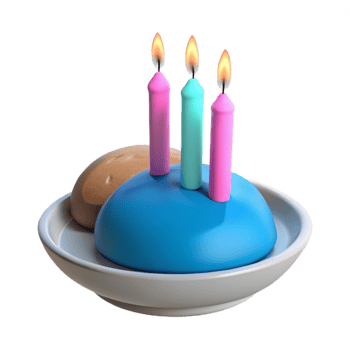 Three Birthday Candles on a Blue Cake png