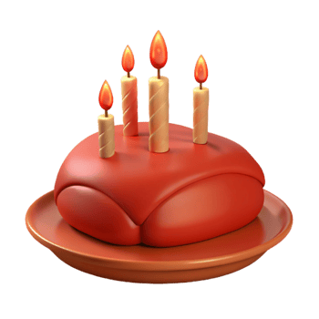 Red Birthday Cake with Four Candles png