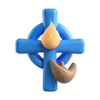 3D Render of a Cross with a Flame and Hand png