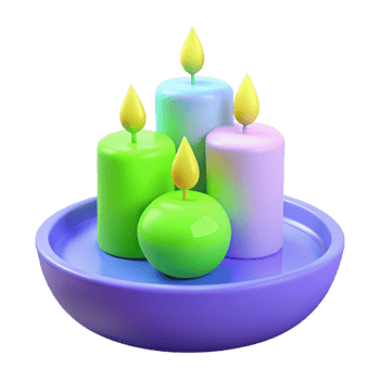 Colorful Candles in a Decorative Bowl png