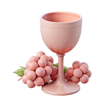 Pink Goblet and Grapes 3D Illustration png