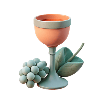 3D Render of Wine Glass, Grapes, and Leaf png