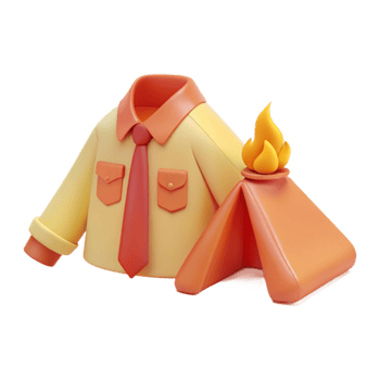 3D Rendered Illustration of a Campsite with a Tent and a Shirt and Tie png