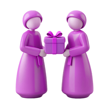 Two 3D Figures Exchanging a Gift png