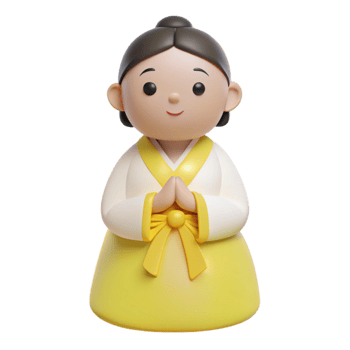 3D Illustration of a Woman in Traditional Korean Hanbok png