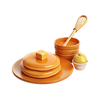 3D Rendered Illustration of Pancakes with Syrup and Butter png
