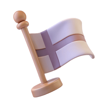 3D Render of a White and Pink Flag Waving on a Wooden Pole png
