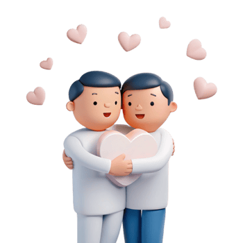 3D Couple Holding Heart Illustration png
