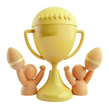 Two Figures Celebrating a Championship Trophy png