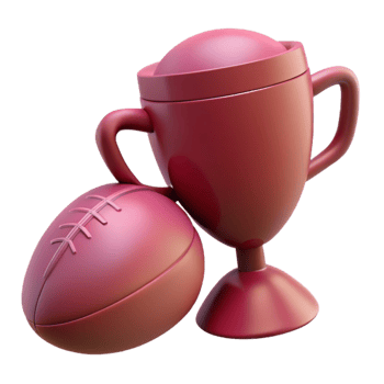 Rugby Trophy and Ball 3D Render png