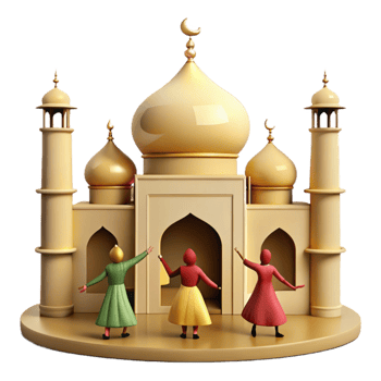 Three Figures Standing in Front of a Mosque png