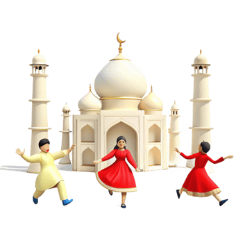Happy Children Dancing in Front of a Grand White Building png