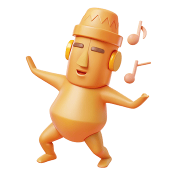 3D Cartoon Character Dancing to Music png