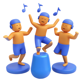 Three Cartoon Characters Dancing to Music png