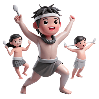 3D Cartoon Characters Dancing with Spoons png